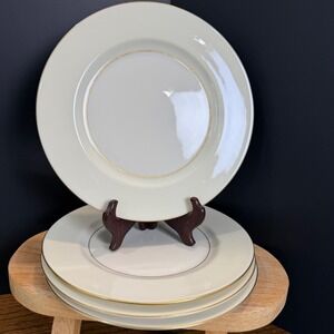 Theodore Haviland Gramercy Plates Set of 4 8.25" Vintage China Gold Trim Cream